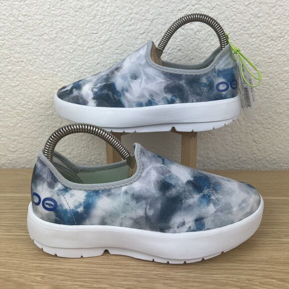 Oofos Oomg eeZee Low Shoes Womens Sz 5 Teal Tie Dye Slip On Comfort Recovery - Picture 5 of 9